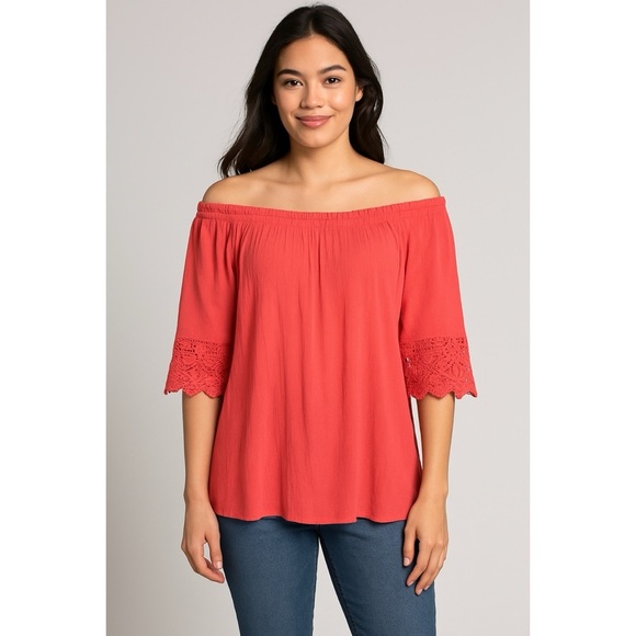 NWT Nordstrom x Chelsea & Theodore Gauze Summer Top - Calypso Coral - Picture 1 of 7
